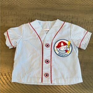 handmade infant baby boys size 0-6 month shirt Vintage baseball themed top